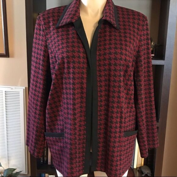 Bon Worth XL Houndstooth Jacket Black & Wine Color - Picture 2 of 5